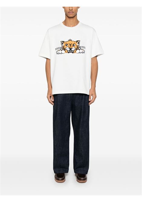 T-shirt Gots Happy Tiger in bianco Kenzo - uomo KENZO | FF55TS5264SI02