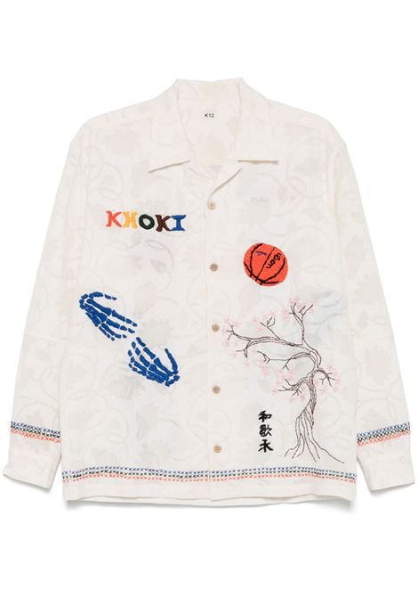 White motifs-embroidered shirt Khoki - men KHOKI | Shirts | 25SSB05WHT