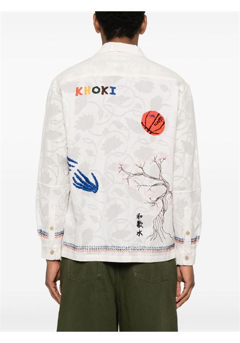 White motifs-embroidered shirt Khoki - men KHOKI | 25SSB05WHT