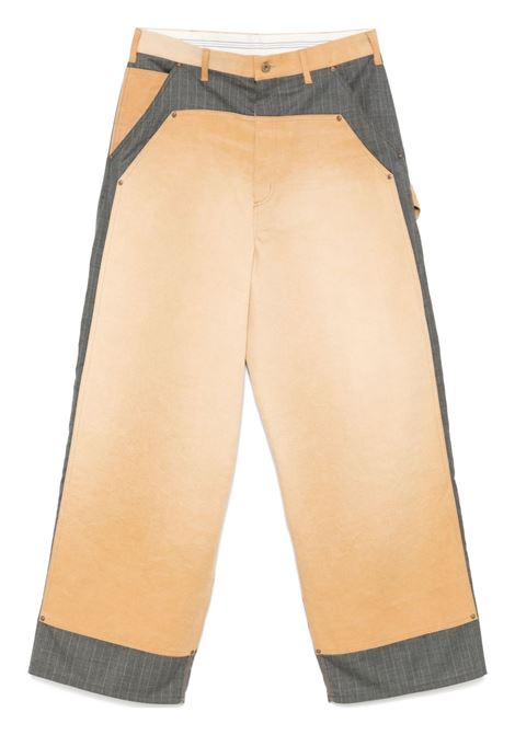 Pantaloni bicolor gessati in grigio e beige Khoki - uomo