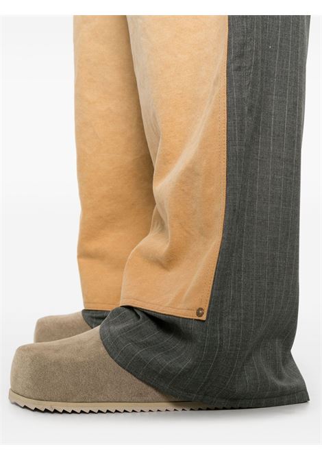 Pantaloni bicolor gessati in grigio e beige Khoki - uomo KHOKI | 25SSP01BG