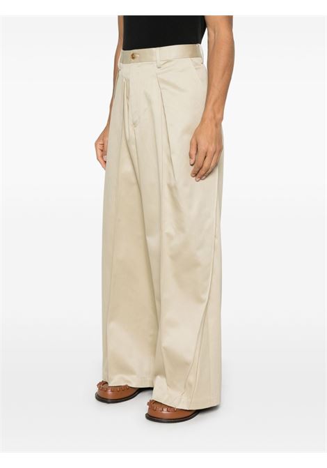 Light beige pleated wide-leg trousers Khoki - men KHOKI | 25SSP04BG