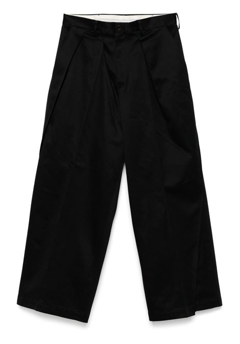 Pantaloni plissé in nero Khoki - uomo