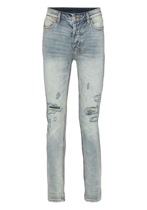 Jeans skinny con effetto vissuto in blu - KSUBI uomo