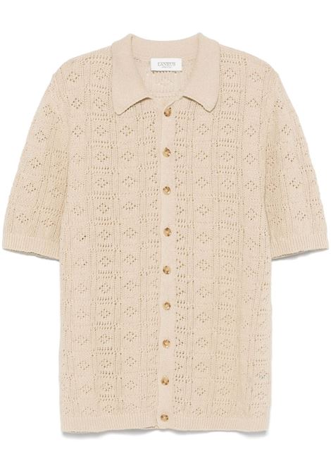 Beige open-knit shirt Laneus - men