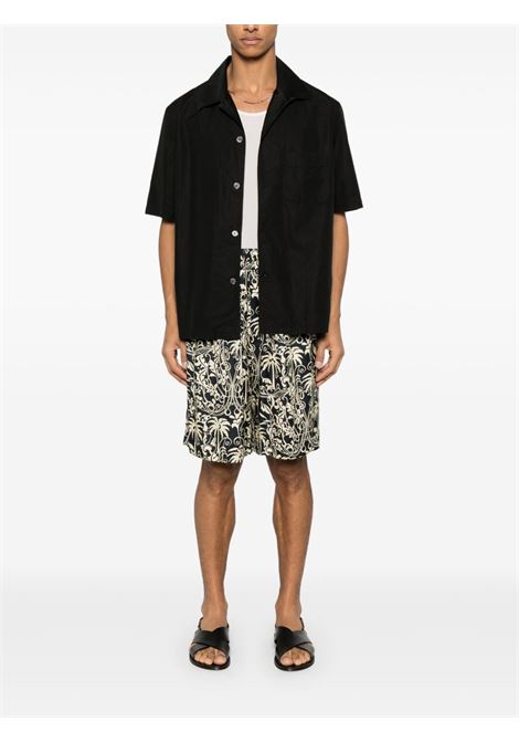 Black graphic-print bermuda shorts Laneus - unisex LANEUS | S5LAUABE048110