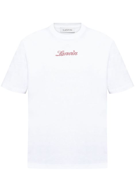 T-shirt con ricamo logo in bianco Lanvin - uomo