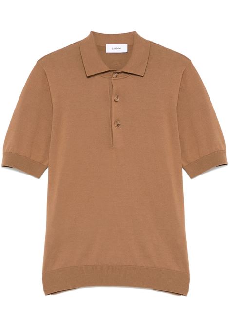 Ochre brown fine-knit polo shirt Lardini - men LARDINI | ESLPMC92ES64040420