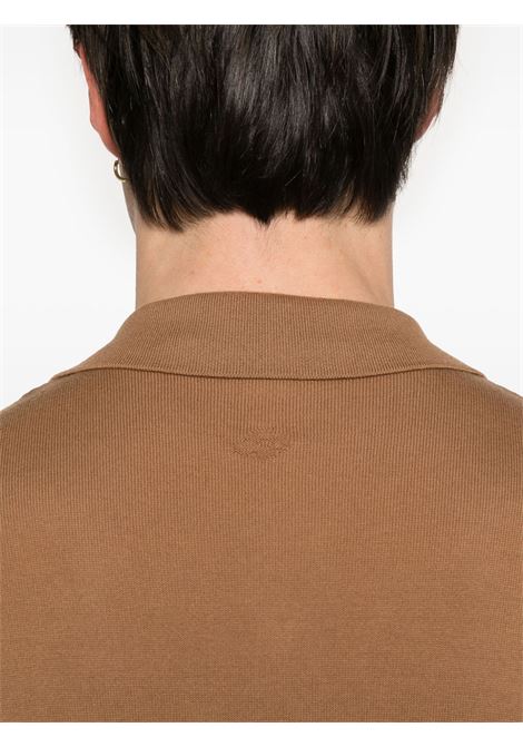 Ochre brown fine-knit polo shirt Lardini - men LARDINI | ESLPMC92ES64040420