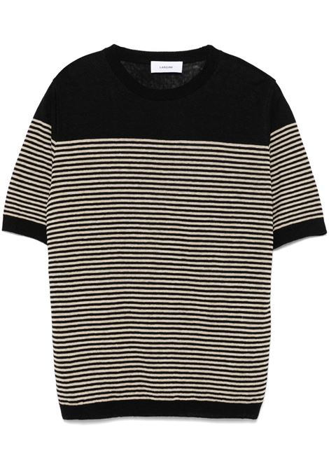 Black striped fine-knit T-shirt Lardini - men