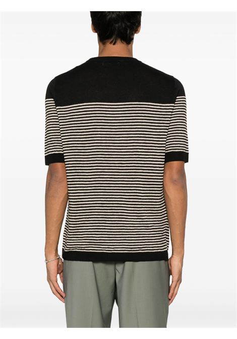 Black striped fine-knit T-shirt Lardini - men LARDINI | ESLTMC79ES64016999PA