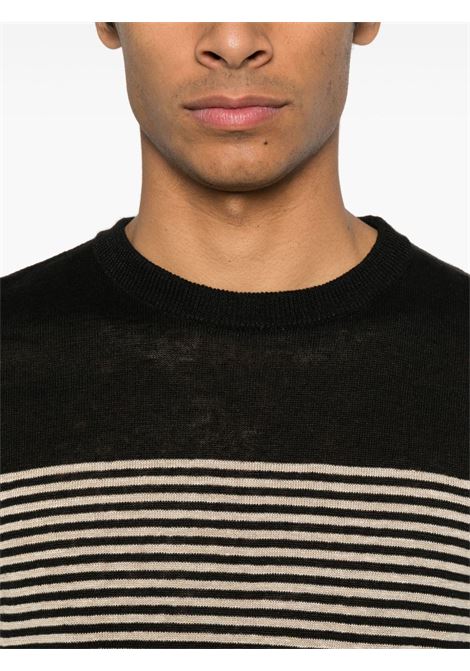 Black striped fine-knit T-shirt Lardini - men LARDINI | ESLTMC79ES64016999PA