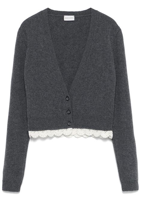 Grey lace-trim cashmere cardigan Magda butrym - women MAGDA BUTRYM | Sweaters | 271425GRY