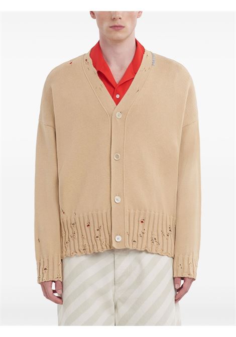 Cardigan in cotone con effetto vissuto in beige Marni - uomo MARNI | CDMG0136A0UFC65200W26