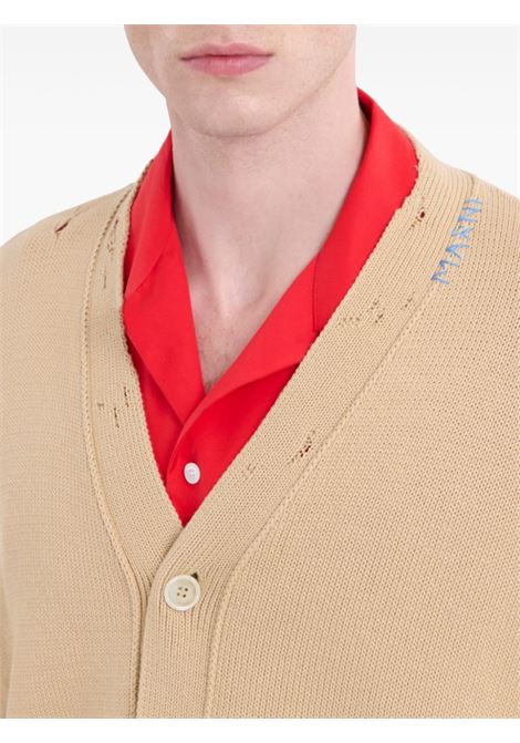 Cardigan in cotone con effetto vissuto in beige Marni - uomo MARNI | CDMG0136A0UFC65200W26