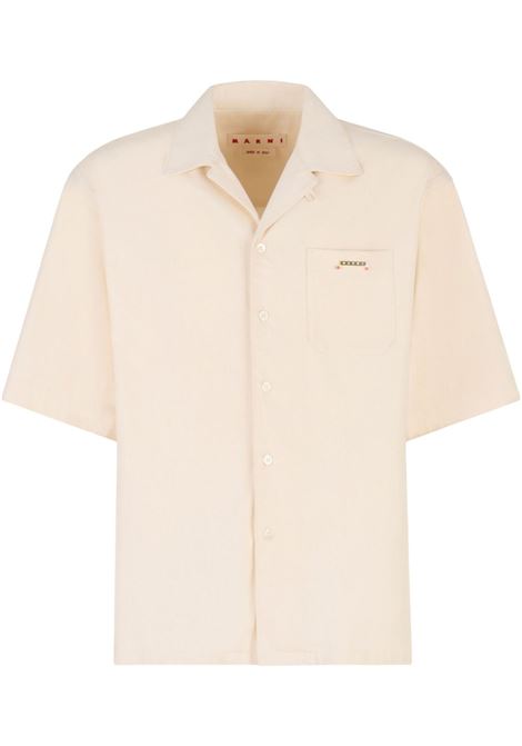 Beige short-sleeve button-up shirt Marni - men