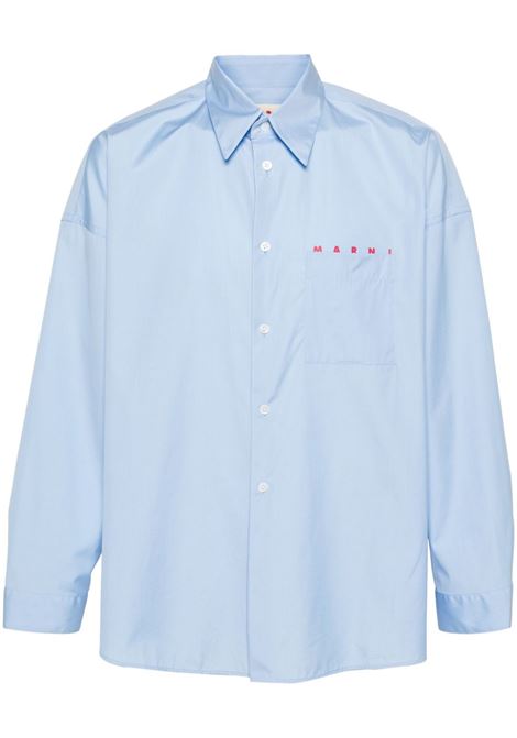 Blue logo-print shirt - MARNI men