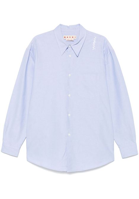 Light blue logo-embroidered logo shirt Marni - men