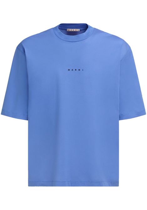 Blue logo-print T-shirt Marni - men