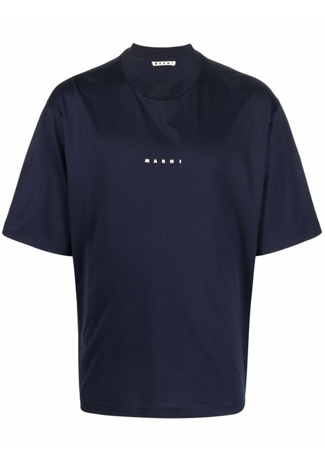 T-shirt con stampa in blu -MARNI uomo