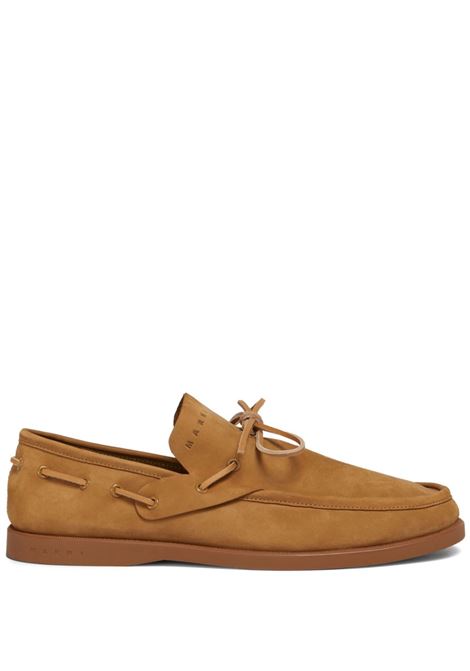 Brown suede lace-up loafers Marni - men MARNI | MOMR006002P732500M37