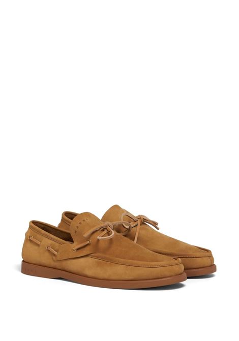 Brown suede lace-up loafers Marni - men MARNI | MOMR006002P732500M37