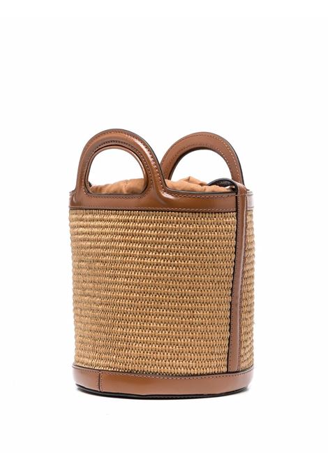 Borsa a secchiello Tropicalia con ricamo in marrone - MARNI donna MARNI | SCMP0056Q1P386000M50