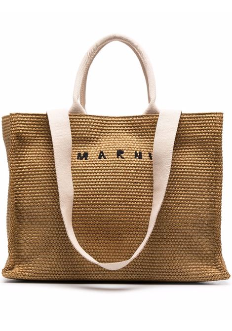 Borsa tote con ricamo in marrone - MARNI donna MARNI | SHMP0078U0P3860Z0R42