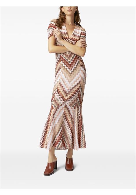 Multicolor brown serrated zigzag-pattern maxi dress Missoni - women MISSONI | DS25SG1JBR00ZVS10BB