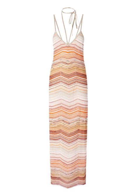 Multicolor beige chevron-pattern maxi dress Missoni - women MISSONI | DS25SG22BK045DSM9MH