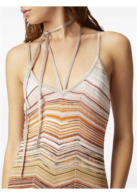 Multicolor beige chevron-pattern maxi dress Missoni - women MISSONI | DS25SG22BK045DSM9MH