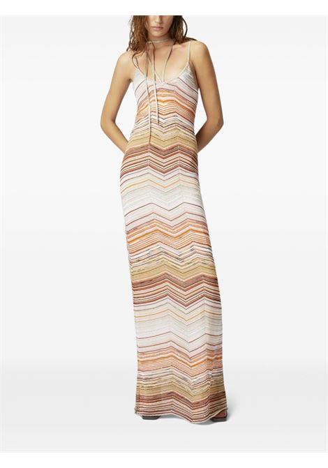 Multicolor beige chevron-pattern maxi dress Missoni - women MISSONI | DS25SG22BK045DSM9MH