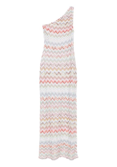 White zigzag-woven asymmetric maxi dress Missoni - women MISSONI | MS25SQ0PBR0101SM9KZ