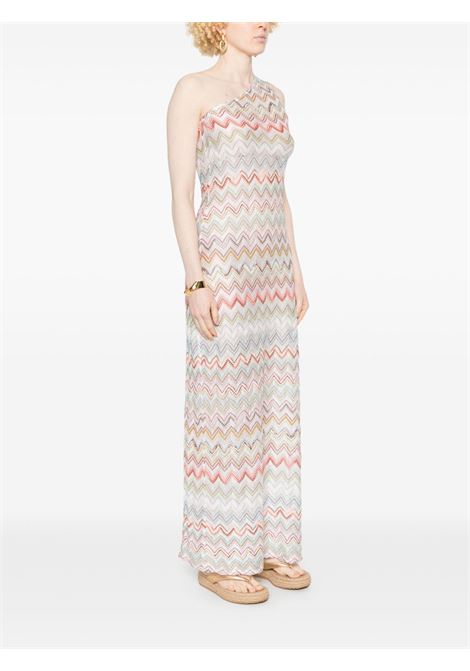 White zigzag-woven asymmetric maxi dress Missoni - women MISSONI | MS25SQ0PBR0101SM9KZ