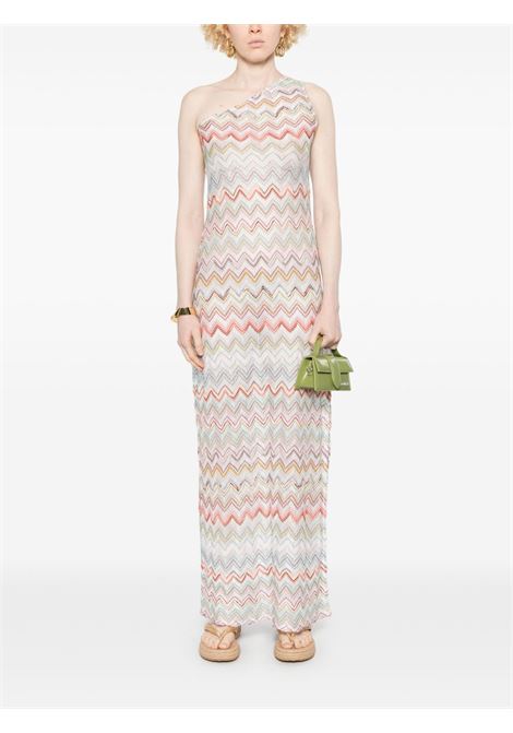 White zigzag-woven asymmetric maxi dress Missoni - women MISSONI | MS25SQ0PBR0101SM9KZ