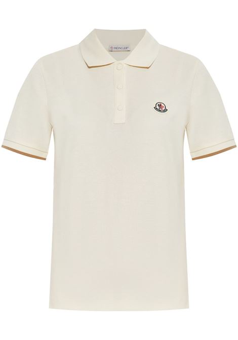 Polo con applicazione logo in bianco Moncler - donna