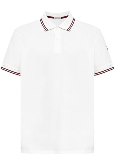 Polo con applicazione logo in bianco Moncler - uomo MONCLER | Polo | 8A0000789A16034