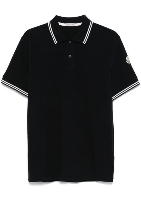 Polo a maniche corte in nero Moncler - uomo