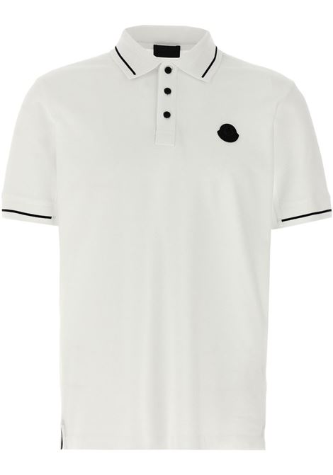 Polo con applicazione logo in bianco Moncler - uomo