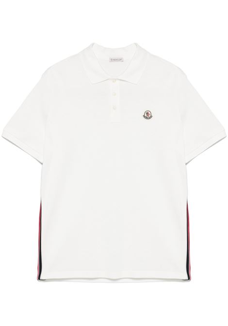 Polo con ricamo logo in bianco Moncler - uomo