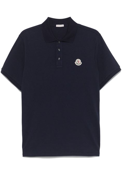 Blue shortsleeved polo shirt Moncler - men