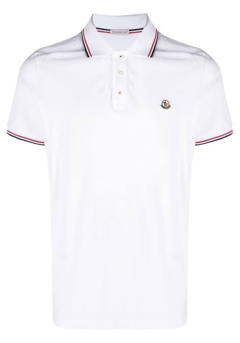 Polo con applicazione logo in bianco Moncler - uomo