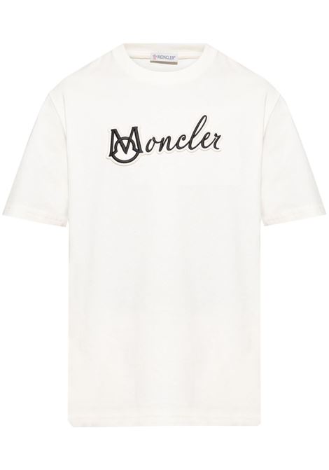 T-shirt con logo ricamato in bianco Moncler - uomo