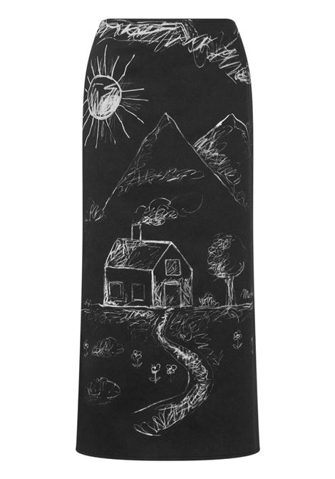 Black illustration-print skirt Moschino - women