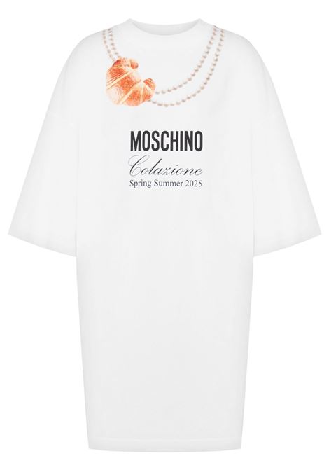 Abito corto con stampa in bianco Moschino - donna