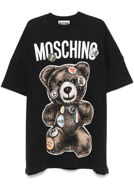 Abito corto con stampa Teddy Bear in nero Moschino - donna