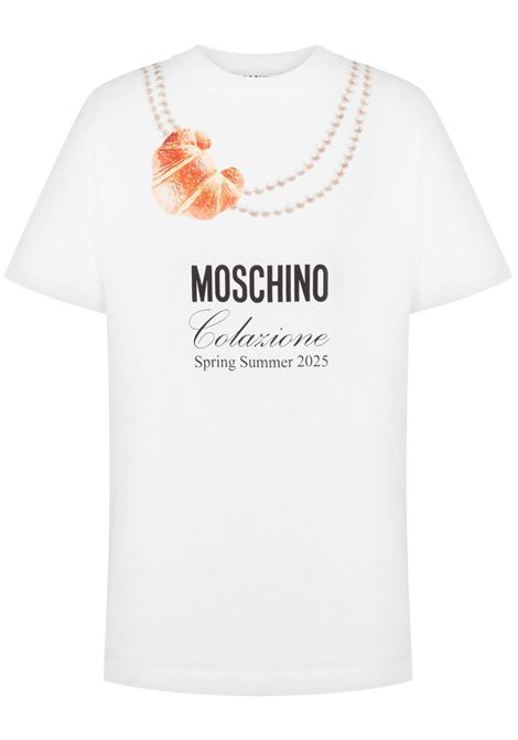 White logo-print T-shirt Moschino - women