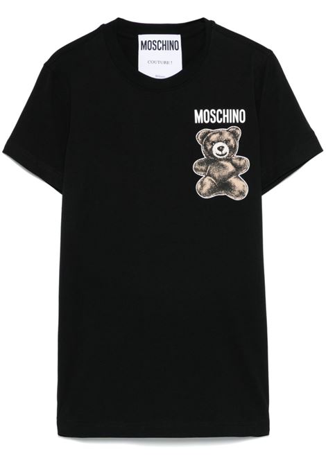 T-shirt con stampa teddy in nero Moschino - donna