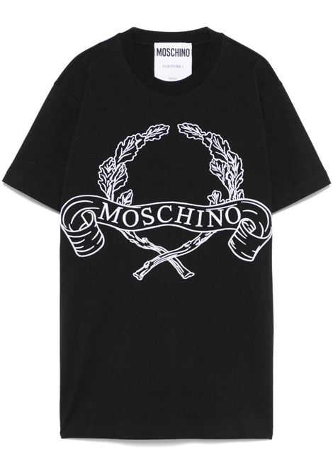 Black embroidered-logo T-shirt Moschino - women