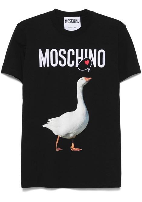 Black graphic-print T-shirt Moschino - women